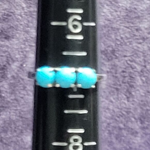Sleeping Beauty Turquoise 3 Stone Ring Size 7 - Picture 4 of 14